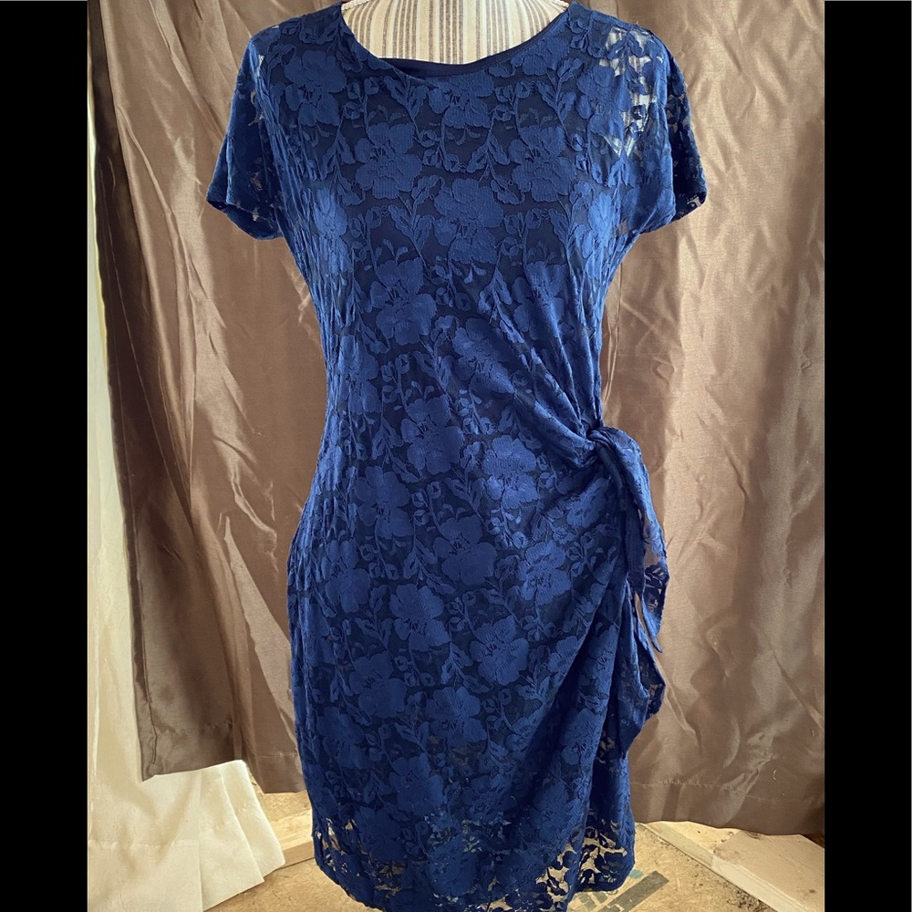 Navy blue lace dress women's Sz Small